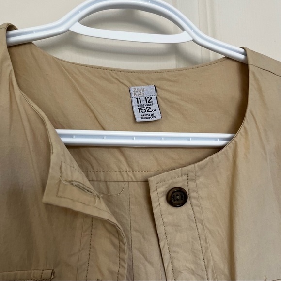 Zara kids shortsleeved cream dress coat w/navy belt - Picture 5 of 5